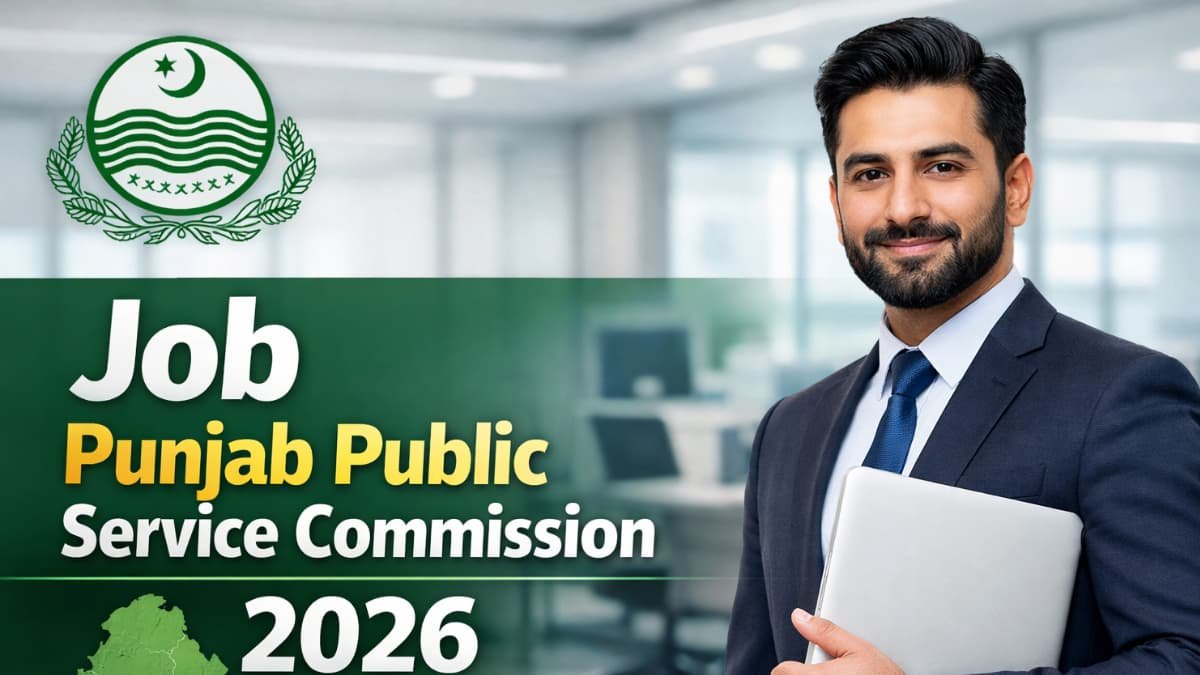 Job Punjab Public Service Commission 2026 – Official guide, showing professional candidate with government recruitment documents for Punjab government jobs
