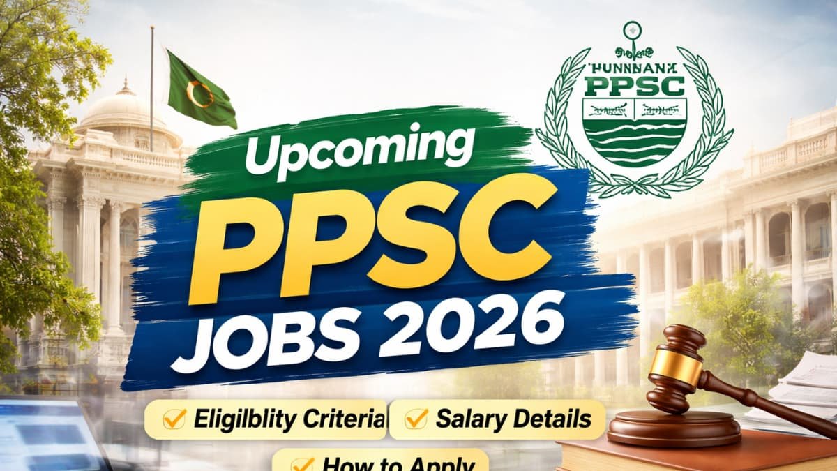 Upcoming PPSC Jobs 2026 official thumbnail showing eligibility details, salary package, and how to apply for Punjab Public Service Commission posts.